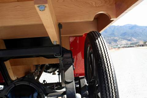 Rear Underneath Shot of the Tire Clearance and Wood